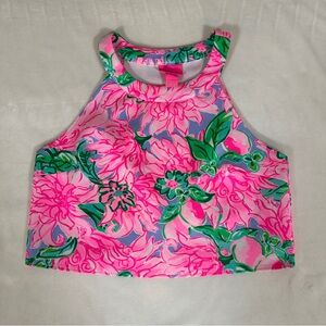 Lilly Pulitzer Girls Vonita Floral Crop Top Pink Green Size 14